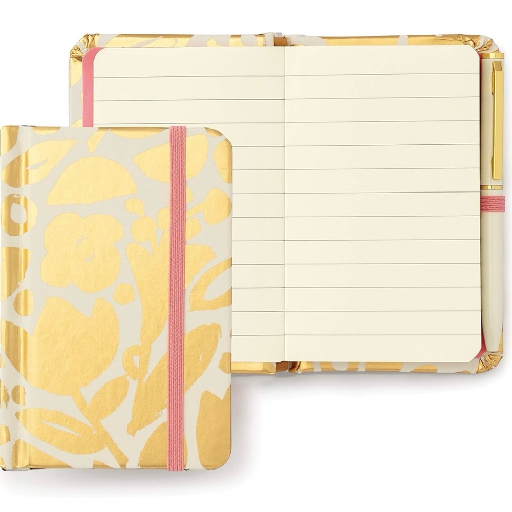 Kate Spade New York Mini Notebook with Pen Golden Floral